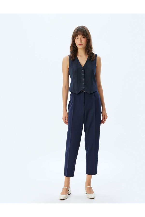 Koton Koton Short Leg Cigarette Trousers High Waist Slim Fit