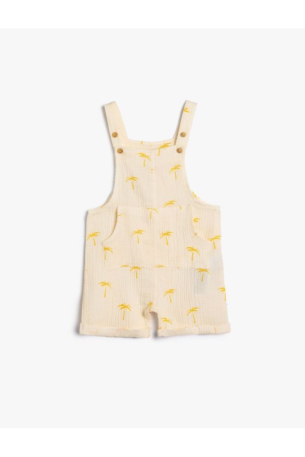 Koton Koton Short Overalls with Suspenders and Kangaroo Pocket, Cotton