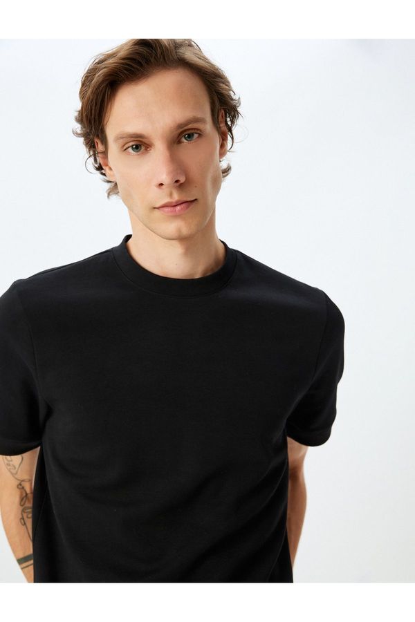 Koton Koton Short Sleeve Crew Neck Cotton Blend Boxy Fit T-Shirt