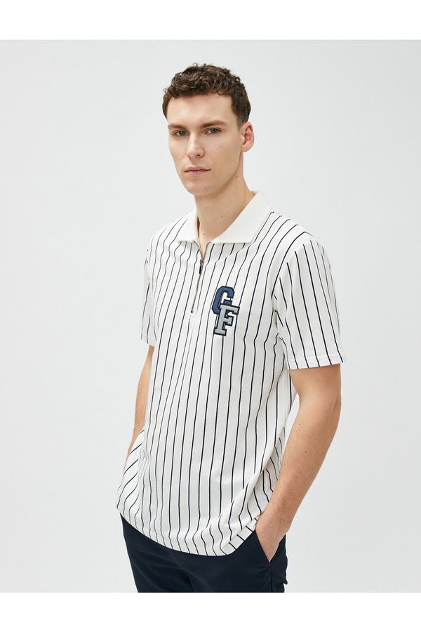 Koton Koton Short Sleeve Polo T-Shirt with Half-Zip Detail.