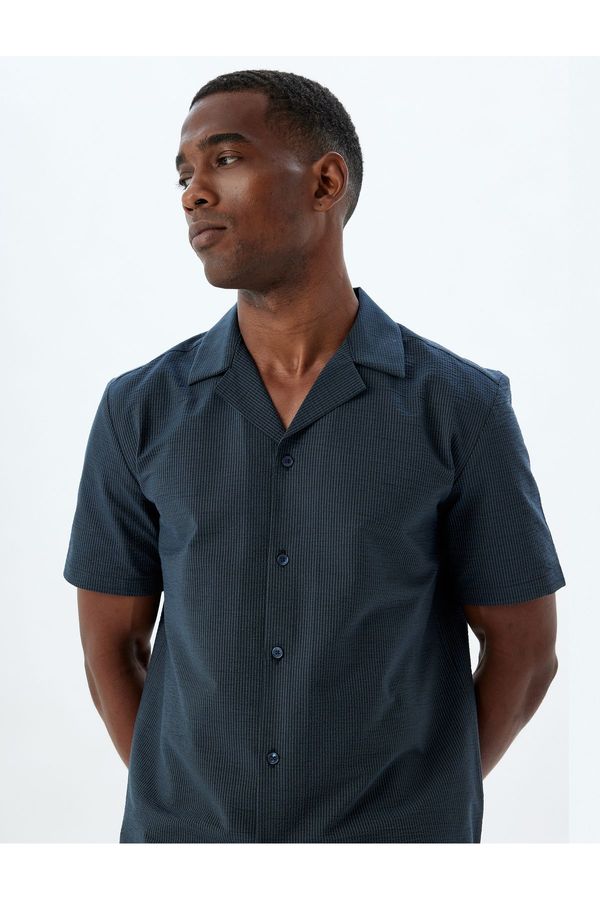 Koton Koton Short Sleeve Shirt Basic Textured Cotton