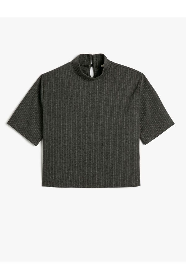 Koton Koton Short Sleeve T-Shirt High Neck Viscose Blended