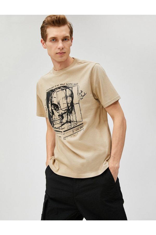 Koton Koton Skull Print majica, vrat posadke s kratkimi rokavi