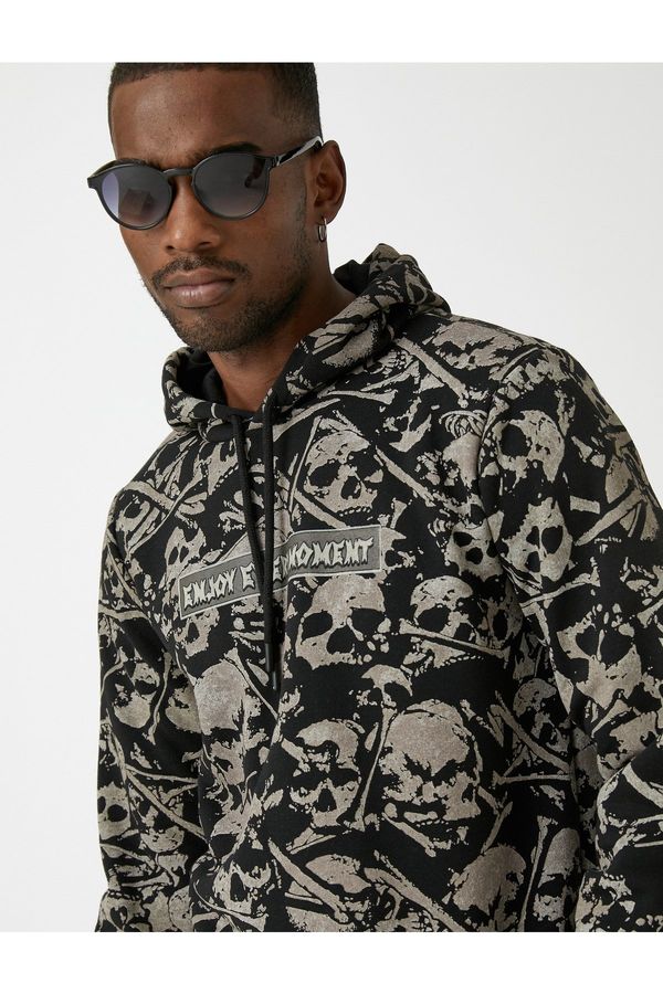 Koton Koton Skull Printed Sweatshirt Hooded