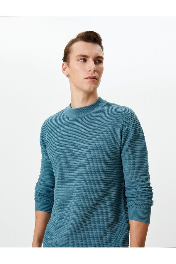 Koton Koton Slim Fit Sweater Knitwear Basic Crew Neck Textured