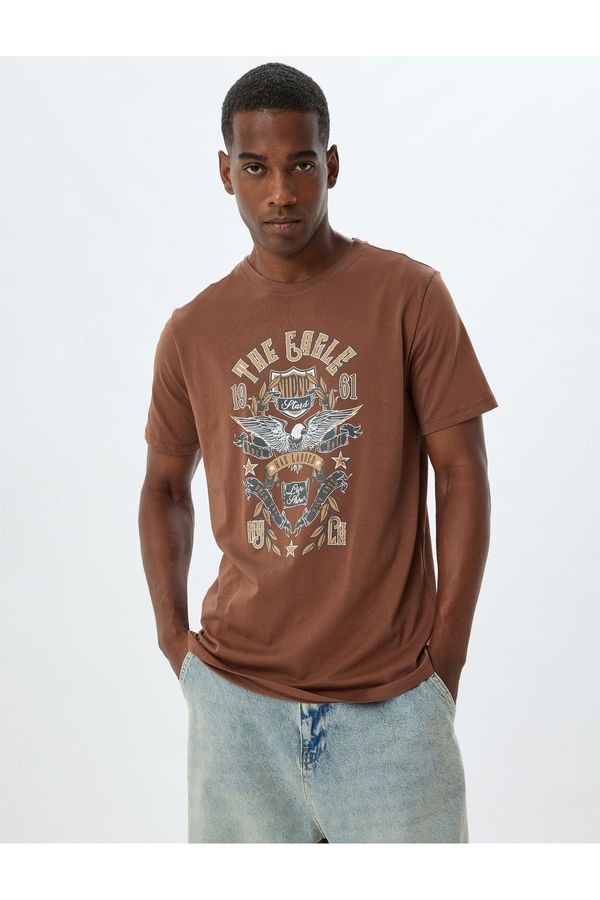 Koton Koton Slim Fit T-Shirt Printed Crew Neck Short Sleeve Cotton