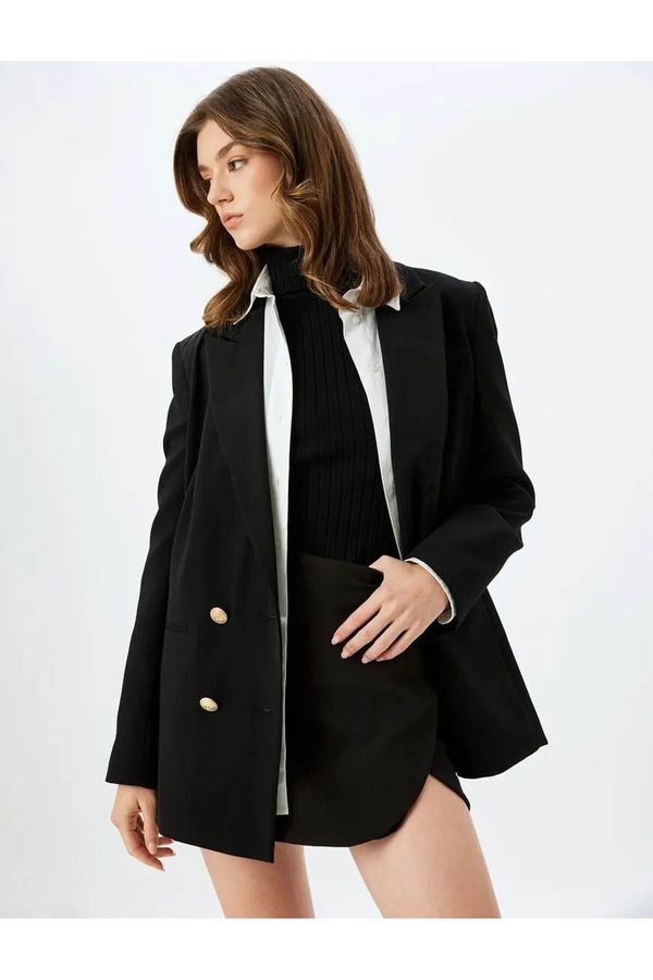 Koton Koton Slit Detailed High Waist Mini Double Breasted Shorts Skirt