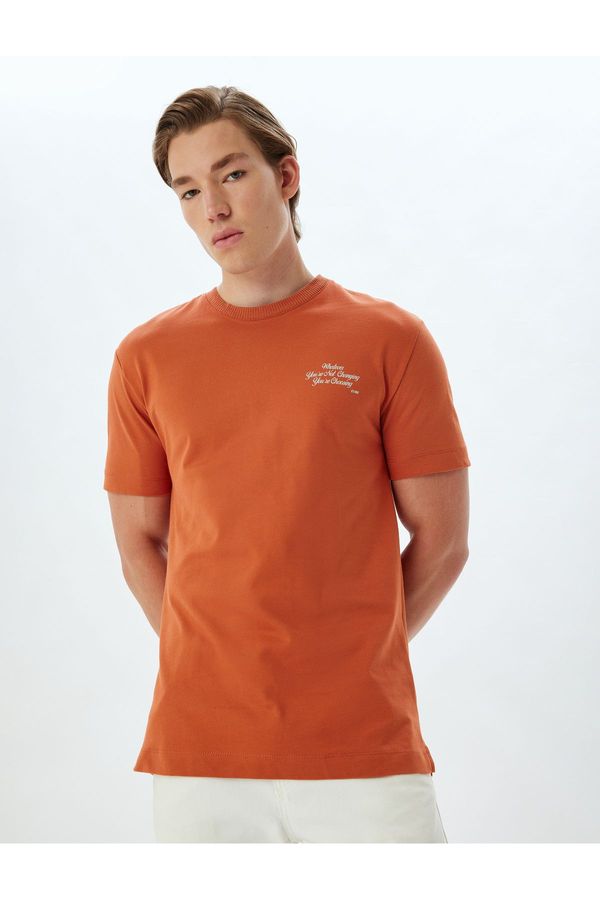 Koton Koton Slogan Printed T-Shirt Crew Neck Short Sleeve Cotton