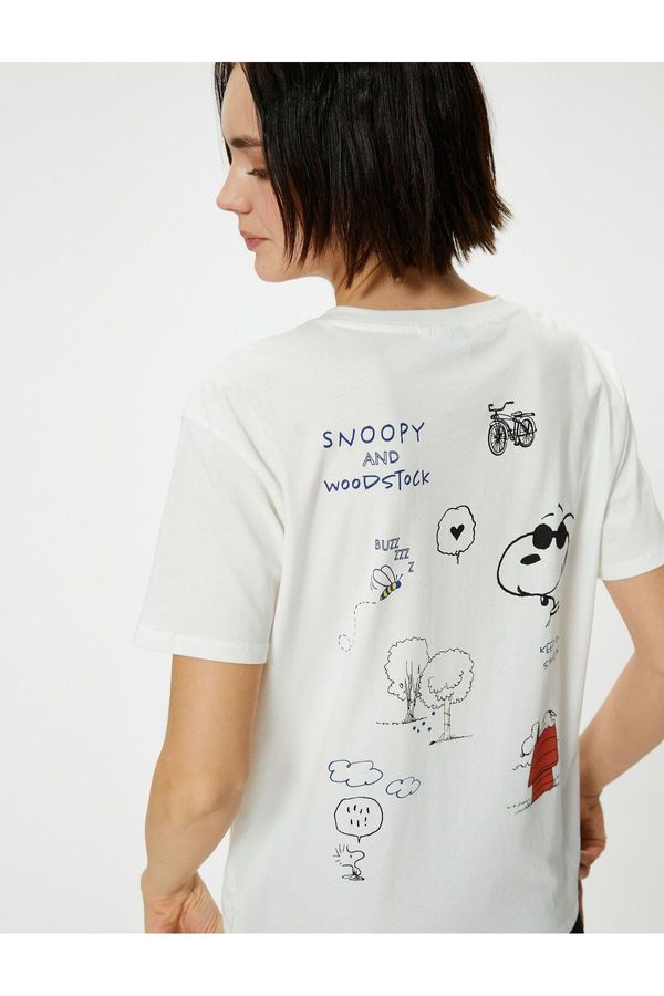 Koton Koton Snoopy T-Shirt Back Printed Licensed Short Sleeve Crew Neck Cotton