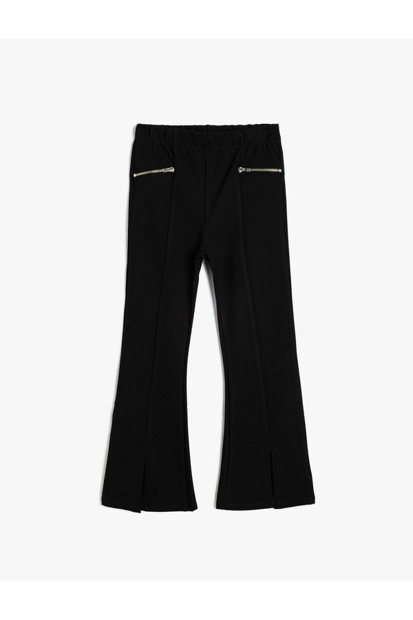 Koton Koton Spanish Leg Trousers Viscose Blend Zipper Detail