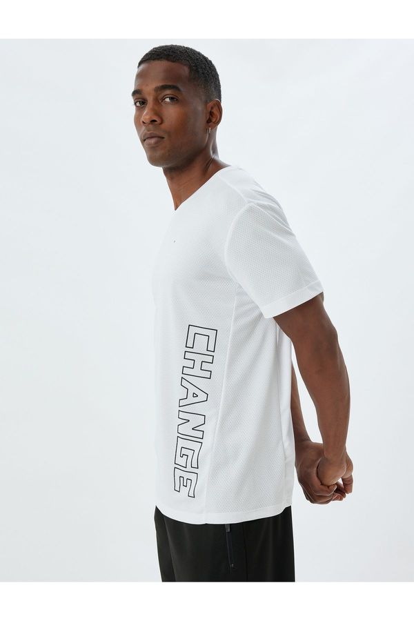 Koton Koton Sports T-Shirt Oversize Slogan Printed Short Sleeve Crew Neck