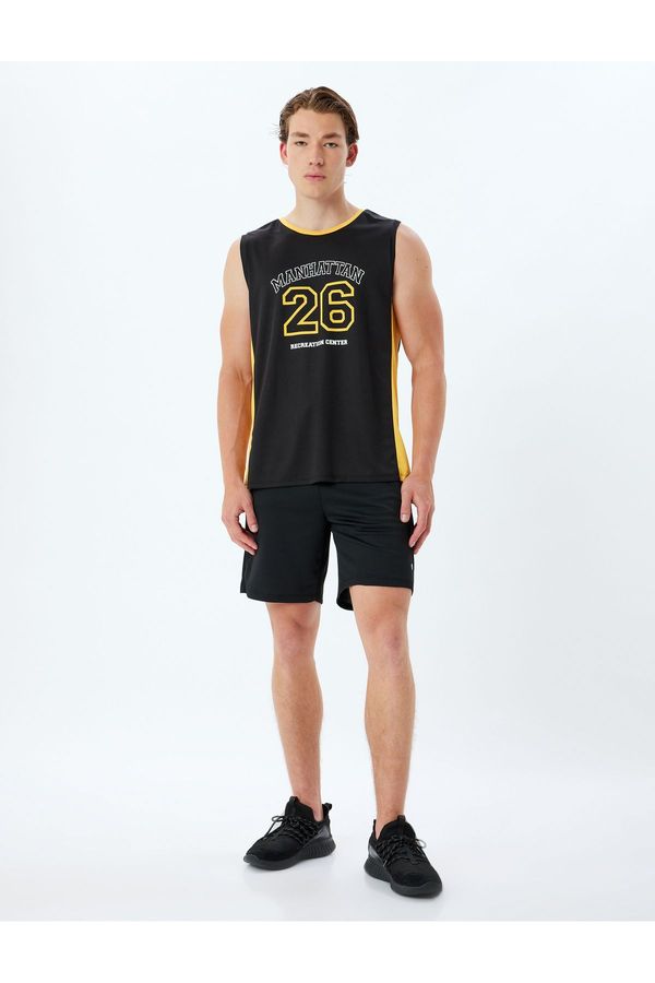 Koton Koton Sports Tank Top Slogan Printed Piping Crew Neck Sleeveless