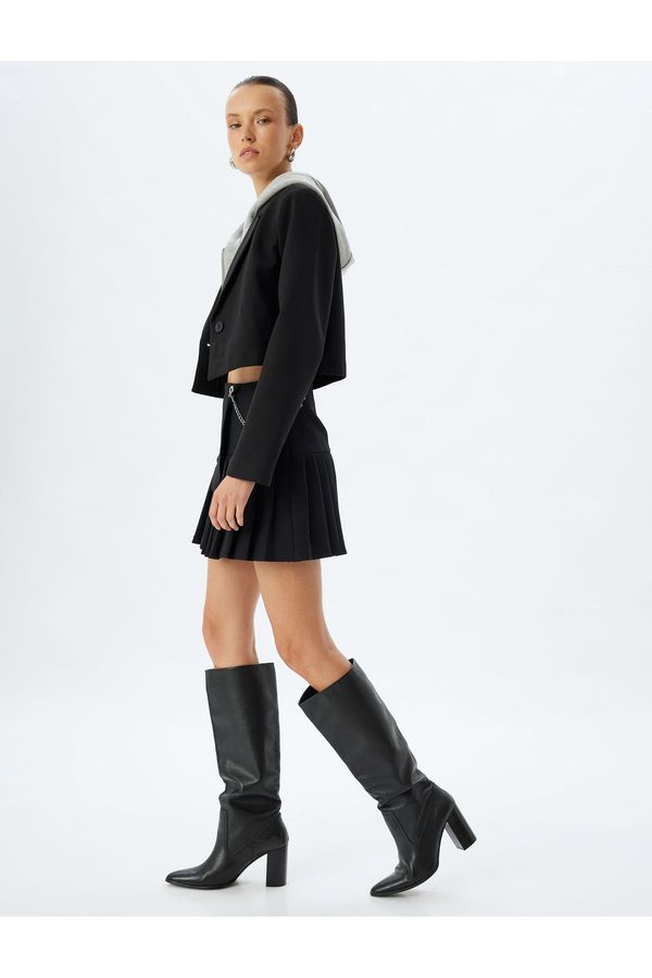 Koton Koton Standard Waist Chain Detail Pleated Mini Skirt