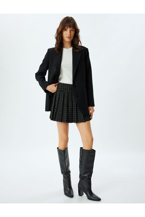 Koton Koton Standard Waist Plaid Mini Pleated Skirt