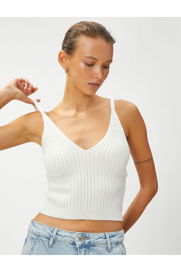 Koton Koton Strap V-Neck Crop Knitwear Undershirt