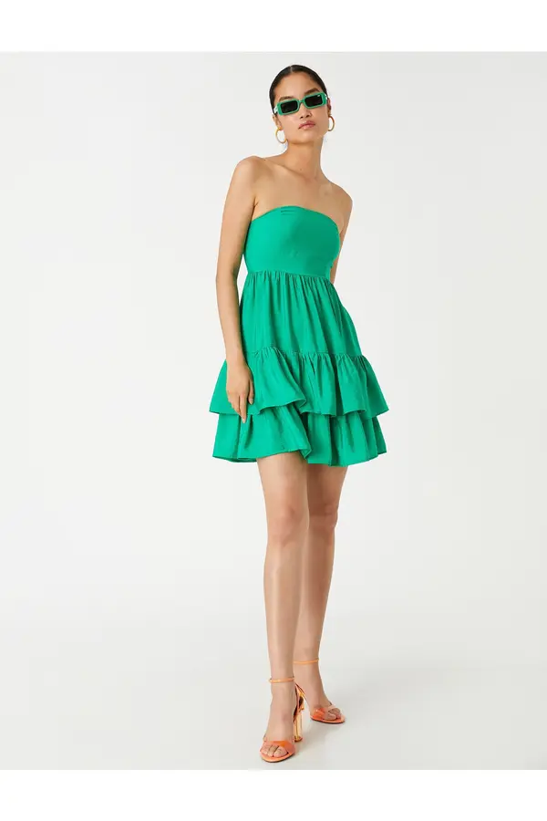 Koton Koton Strapless stopenjska mini obleka