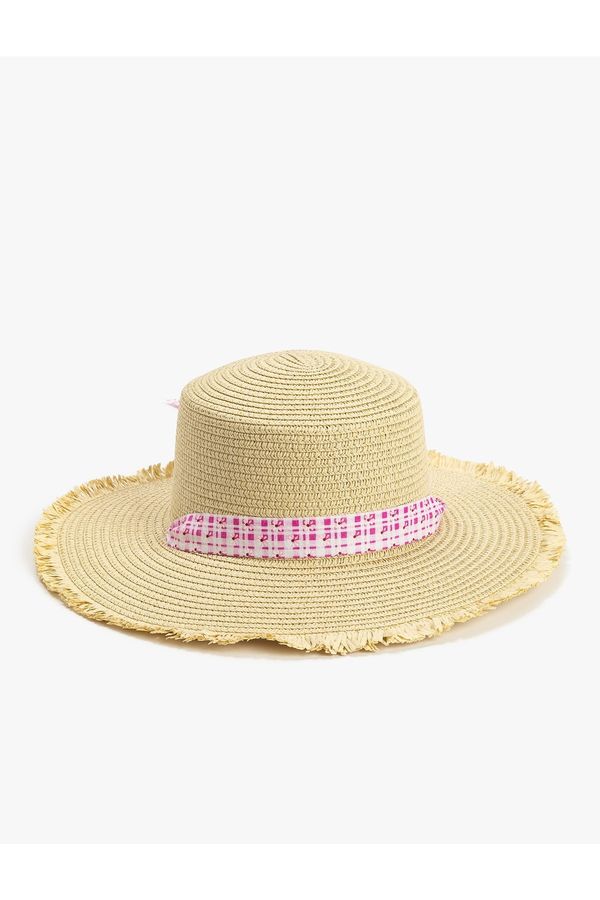 Koton Koton Straw Hat with Belted Chin Tie Detail