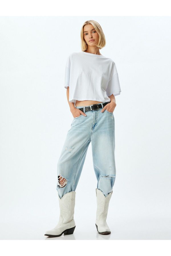 Koton Koton Striped Crew Neck Short Sleeve Cotton T-Shirt