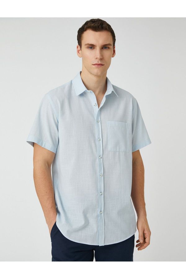 Koton Koton Summer Shirt Short Sleeve Pocket Detailed Classic Collar