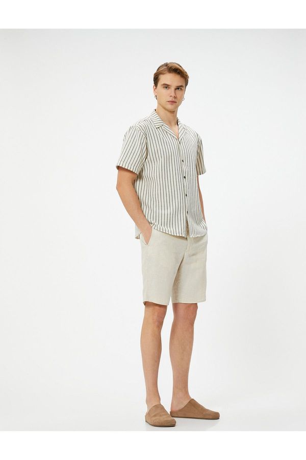 Koton Koton Summer Shirt Short Sleeve Turn-down Collar Buttoned