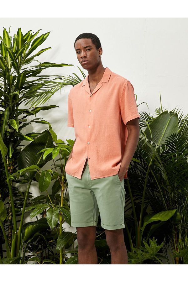 Koton Koton Summer Shirt Short Sleeve Turn-down Collar Buttoned Cotton