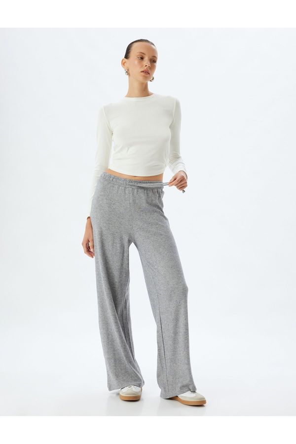 Koton Koton Sweatpants Plain Wide Leg Tied Waist