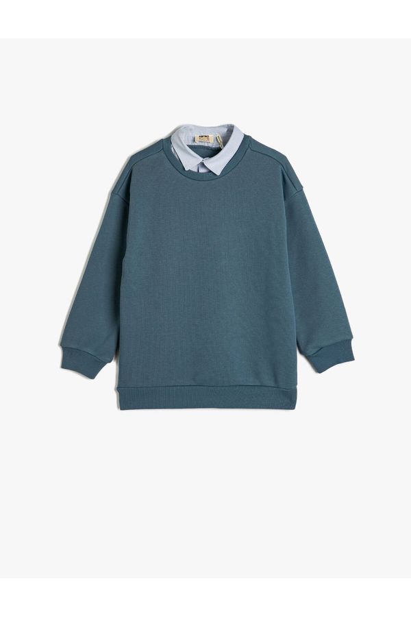 Koton Koton Sweatshirt Basic Shirt Collar Detailed Long Sleeve