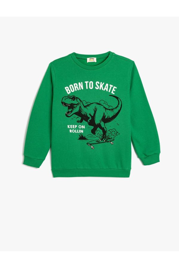 Koton Koton Sweatshirt Dinosaur Printed Crew Neck Long Sleeve Raised