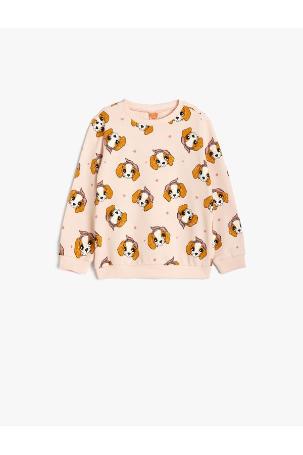 Koton Koton Sweatshirt Dog Printed Crew Neck Long Sleeve Cotton