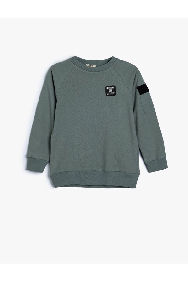 Koton Koton Sweatshirt Pocket Detailed Crew Neck Long Sleeve Cotton Raised