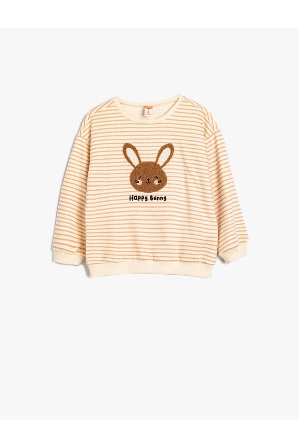 Koton Koton Sweatshirt Rabbit Applique Detailed Long Sleeve Crew Neck Raised Cotton