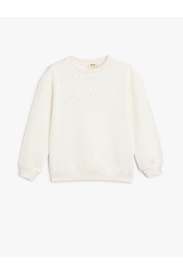 Koton Koton Sweatshirt Stone Detailed Crew Neck Long Sleeve