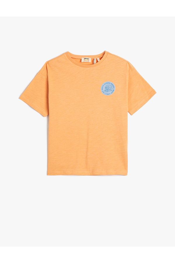 Koton Koton T-Shirt Short Sleeve Crew Neck Print Detail Cotton