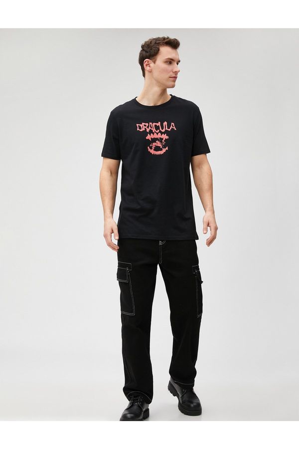 Koton Koton T-Shirt with a Dracula Print Crew Neck Short Sleeves