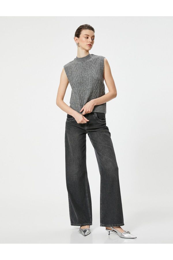 Koton Koton Textured Crew Neck Sleeveless Hair Knit Sweater