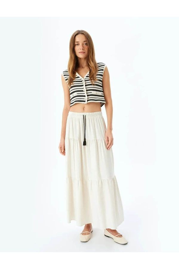 Koton Koton Tied Waist Layered Elastic Long Skirt