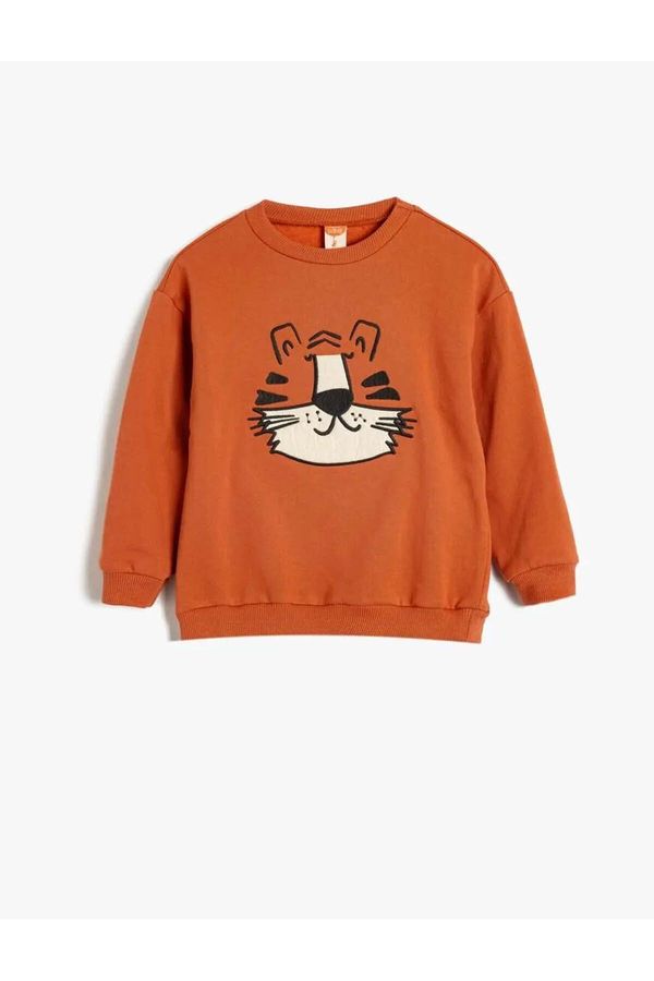 Koton Koton Tiger Printed Sweatshirt Long Sleeve Crew Neck