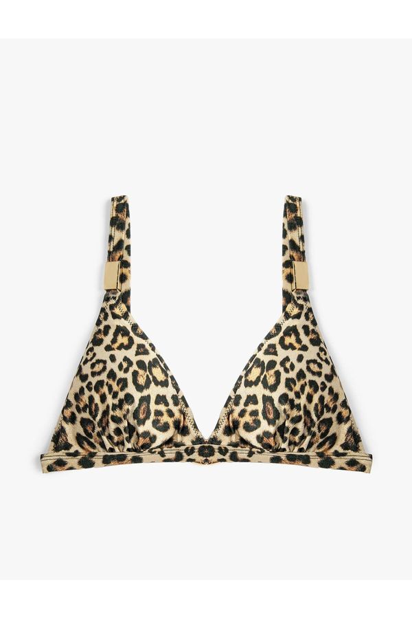 Koton Koton Triangle Bikini Top Leopard Pattern Metal Accessories Covered