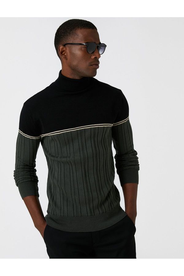 Koton Koton Turtleneck Knitwear Sweater Color Blocked