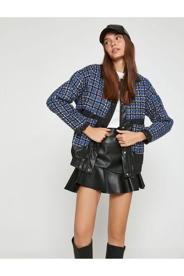 Koton Koton Tweed Pilot jakna usnje videti podrobno