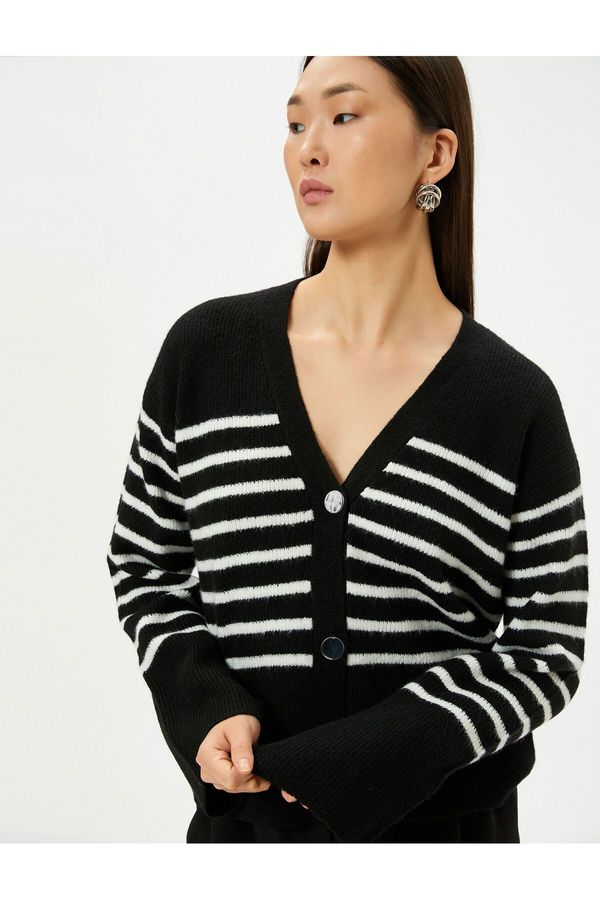 Koton Koton V-Neck Cardigan Buttoned Knit