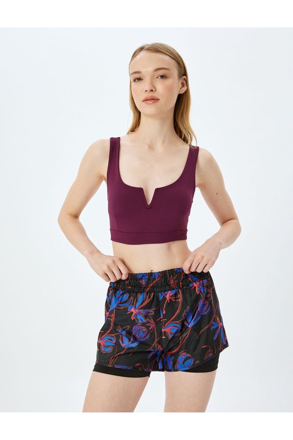 Koton Koton V Neck Covered Slim Fit Sleeveless Sports Bra