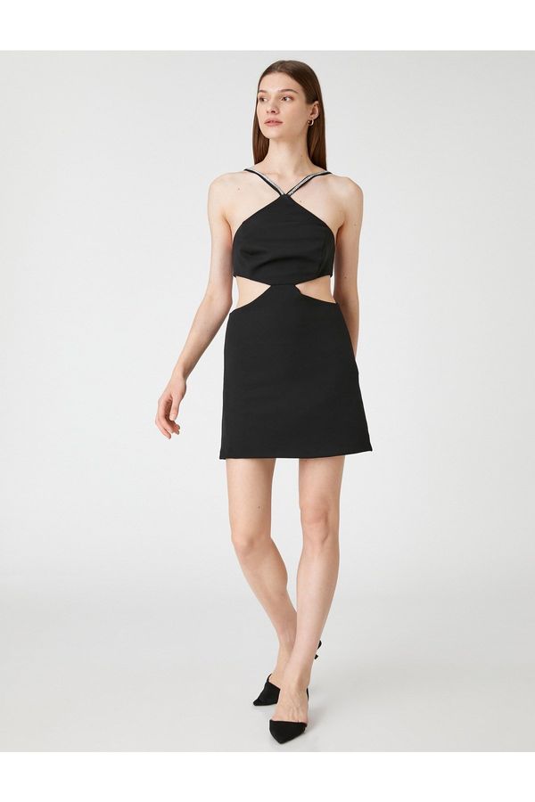 Koton Koton večerna obleka s trakovi Kamnito okno podrobno