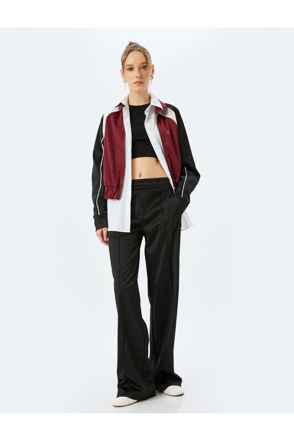 Koton Koton Wide Leg Ribbed Waist Elastic Piping Pocket Detailed Tracksuit Trousers
