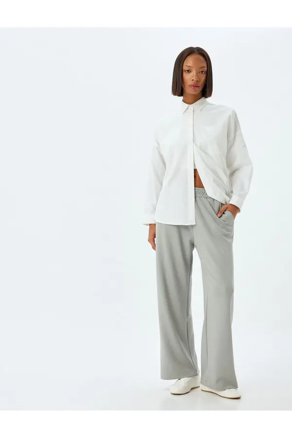 Koton Koton Wide Leg Sweatpants Modal Fabric Elastic Waist Pocket Comfortable Cut