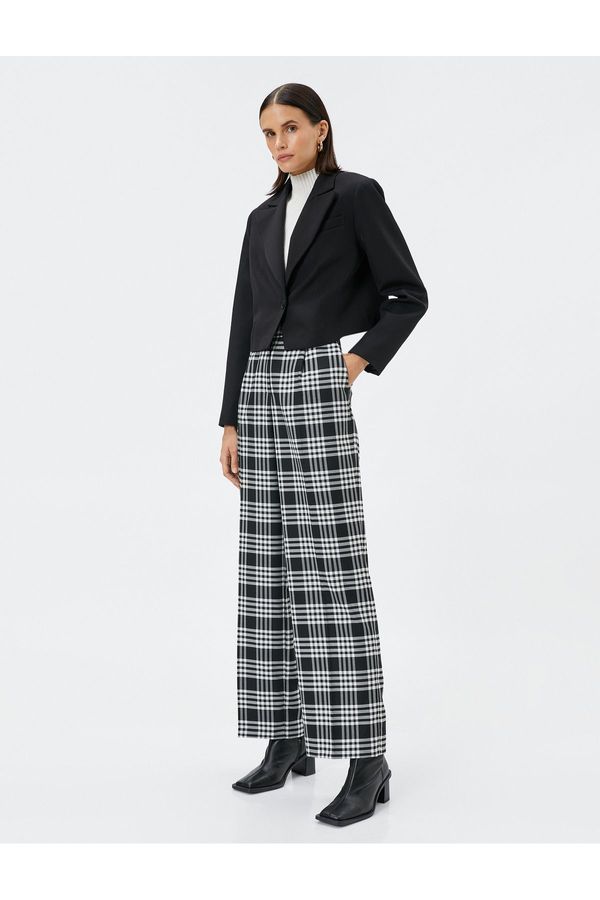 Koton Koton Wide Leg Trousers High Waist Pocket Detailed Buttoned