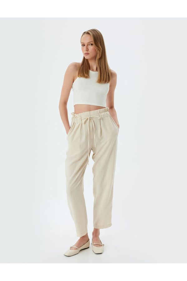 Koton Koton Wide Leg Trousers with Elastic Waistband and Pockets