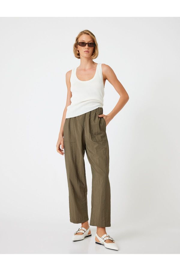 Koton Koton Wide Leg Trousers with Pockets Elastic Waist