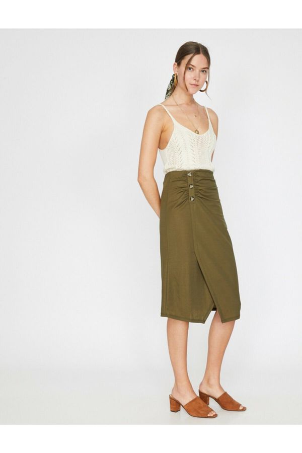 Koton Koton Women's Green Button Detailed Skirt