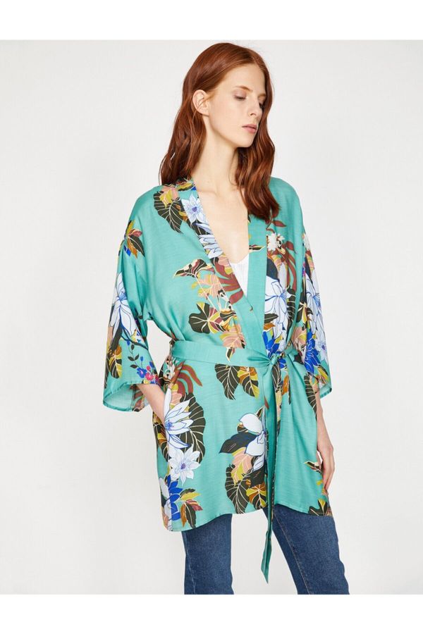 Koton Koton Women's Green Patterned Kimono